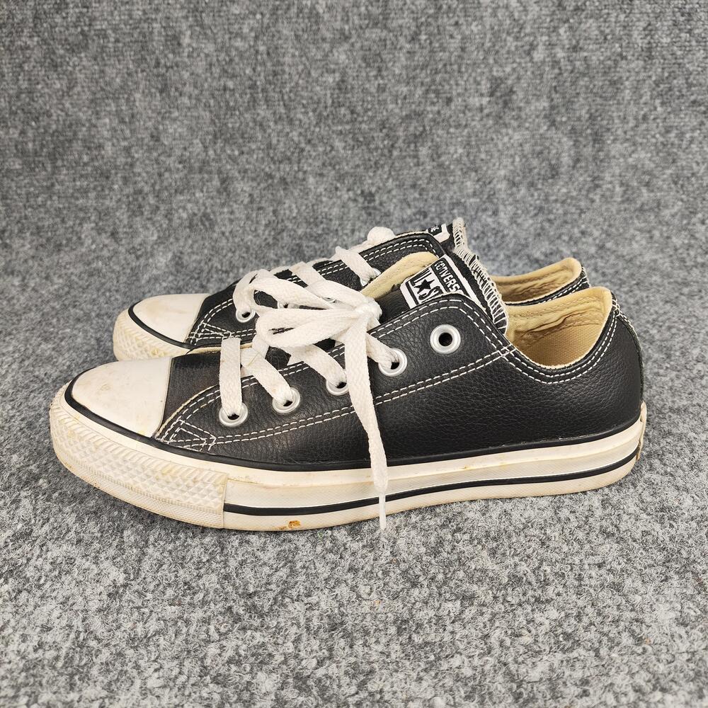 Converse All Star Shoes Mens Size 4 Black Leather Low Top Casual Sneakers